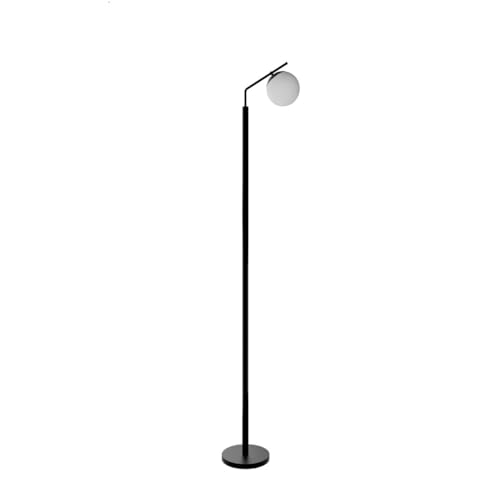 Luminária De Chão Aluminio Com Vidro Globo Fosco Com Lâmpada 3000K Branco Quente Bivolt (Preto)