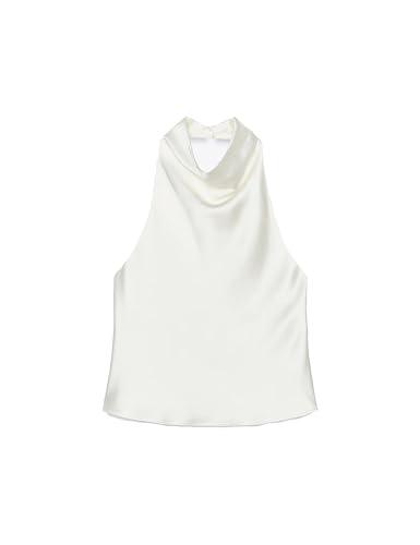 Yegthou Women's Satin Tank Top Backless Halter Neck Camisole Elegant