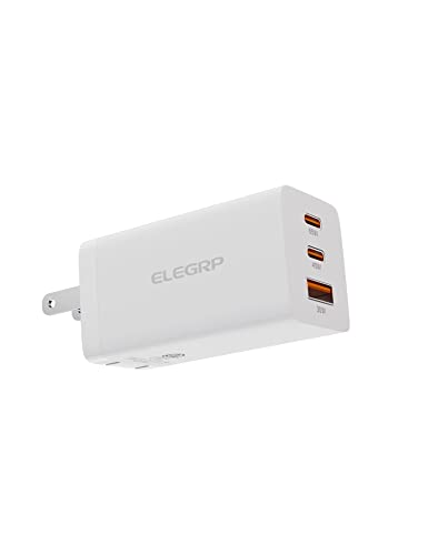 ELEGRP USB C 65W GaN Charger Cube, Dual Port PD Power Delivery Fast Type C Charging Block, Wall Charger with Foldable Plug for iPhone 14/13/12/11, XS/XR/X, iPad, AirPods, MacBook, Pixel, Galaxy & More