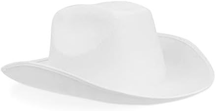 Zodaca Felt White Cowboy Hat for Men, Women, Western Cowgirl Hat for Halloween Costume, Birthday, Bachelorette Party (Adult Size)