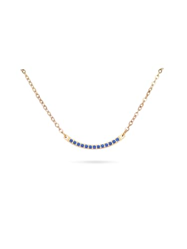 PENLYU 14K Gold Plated Cubic Zirconia Necklace for Women | Quarter Circle Design Curved Bar Pendant...