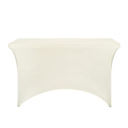 Image of FORLIFE Spandex Table Covers,Fitted Tablecloth for Rectangular Tables, Stretch Patio Table Covers, Universal Spandex Table Cover for Wedding, Banquet, Party (4ft, Ivory)
