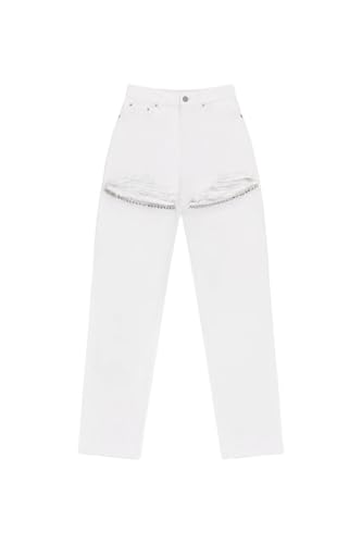 AREA, Crystal Fray Slit Jean