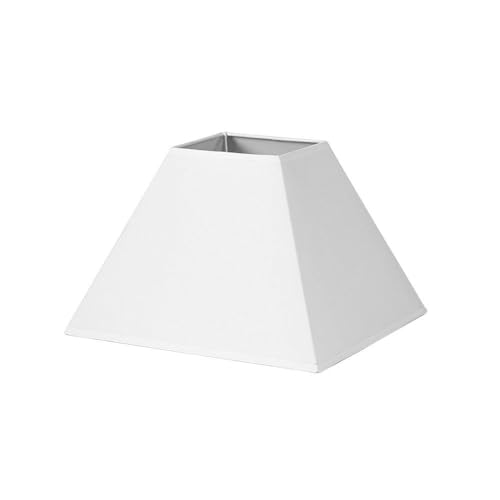 Pantalla - pantalla tipo pirámide en blanco, dimensiones de 40x18x28 cm, fabricada en tejido popelín, ideal para lámparas E27.