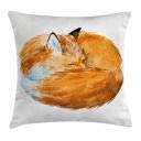 Ambesonne Animal Throw Pillow Cushion Cover, Fox Sleeping Funny Creature In Watercolor Art Design, Decorative Square Accent Pillow Case, 18" X 18", Apricot White #TOP1