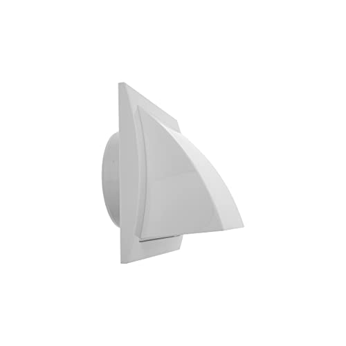 4'' Inch Exhaust Hood Vent with Rain Cover and Flap, White, Indoor and Outdoor Air Vent Cover, HVAC Exhaust Vent Duct Cover, 6'' x 6'' Inch Exhaust Cap (4'' Inch, White)