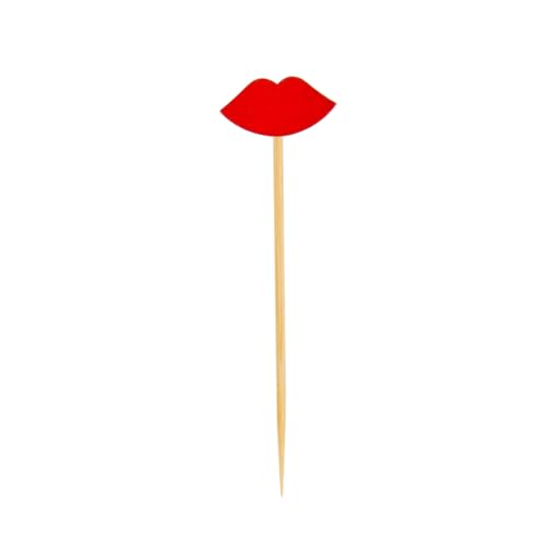 2.75 Inch Cocktail Skewers, 1000 Sexy Lips Appetizer Skewers - Pointed, Sturdy, Red Bamboo Fancy Toothpicks, Disposable, For Fruits, Sandwiches, Or Garnishes - Restaurantware