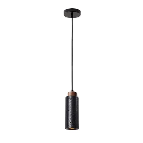 Lampe suspendue design minimaliste lustre noir et bois salon
