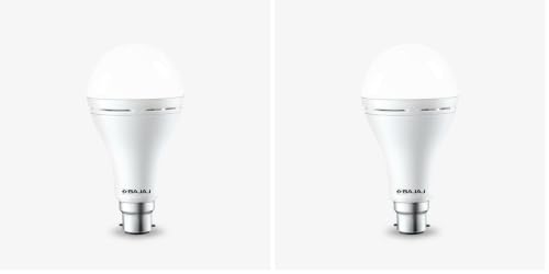 Bajaj LEDZ 12W Rechargeable Emergency Inverter LED Bulb, Cool Day Light, White, Upto 4 Hours Battery, b22d (Pack of 2)