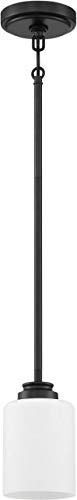 Flash Sale Craftmade 50591-FB-WG Bolden White Frost Glass Shade Mini Pendant, 1-Light 100 Watt, Flat Black