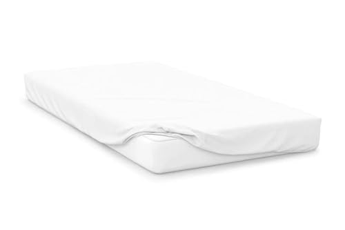 Image of Belledorm White Jersey Fitted Sheet, 38cm Extra Deep, 100% Cotton (Super King Size)
