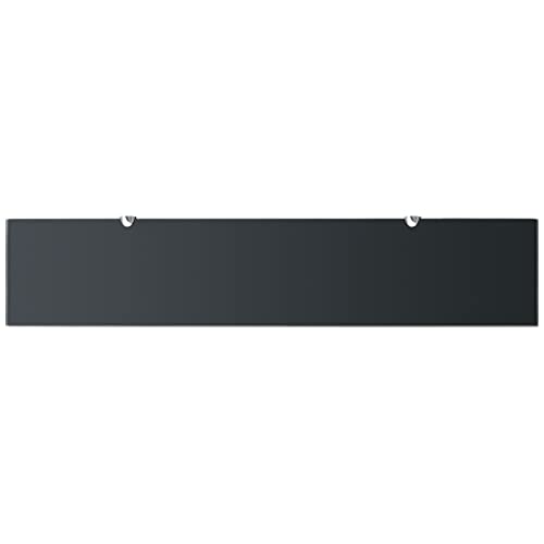 Image of Floating Wall Shelf, Black Tempered Safety Glass, 39.4 x 7.9 Inch Rectangular Display for Living Room Decor, Mounted Storage in Bedroom, Polished Finish
