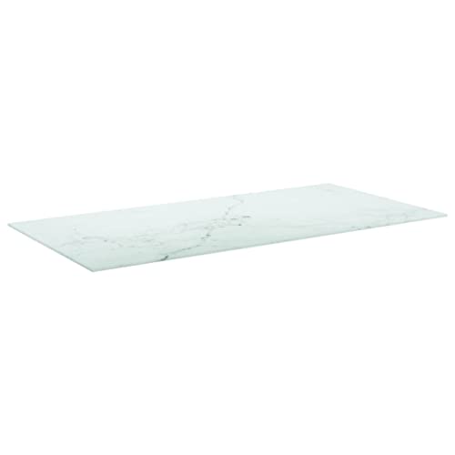 Genérico Tablero Mesa diseño mármol Vidrio Templado White 100x50 cm 6mm,wenjingqi-322258