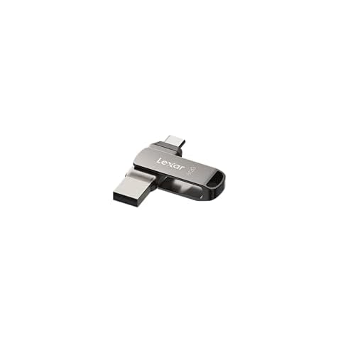 Lexar Drive Dual Drive D400 512 GB JumpDrive USB 3.2 Gen 1 Tipo-C e Type-A Flash Drive para expansão de armazenamento e backup, leitura de até 170 MB/s, caixa de metal e design giratório, titânio