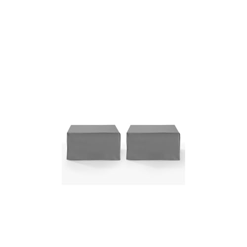 HomeStock Renaissance Refinement 2-Piece Outdoor Furniture Cover Set (2 Square Tables/Ottomans), Gray, Vinyl Covers, Washable Outdoor Furniture Covers w/Drawstrings