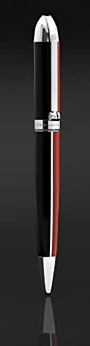 Xezo Visionary Medium Brass And Aluminum Ballpoint Pen, Hand Lacquered In Red And Black Color. Numbered In Limited Edition Of 500. Classic Art Deco Color Disposition, Retrofuturistic Body Style #TOP1