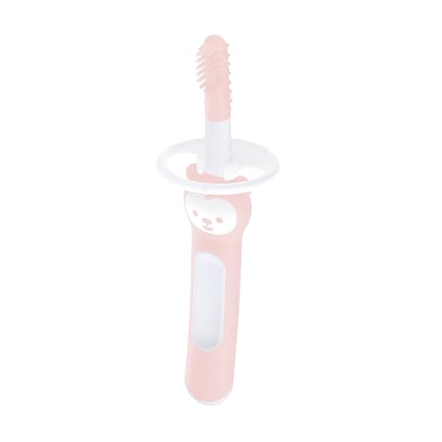 MAM Massaging Brush, Spazzolino con Setole Morbide, con Anello di Protezione, 3+ mesi, Rosa