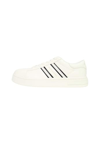 Logo lettering Armani Exchange Scarpe da Ginnastica da Uomo London, Strisce Laterali, Colore Contrastante, Bianco e Nero, 43 EU