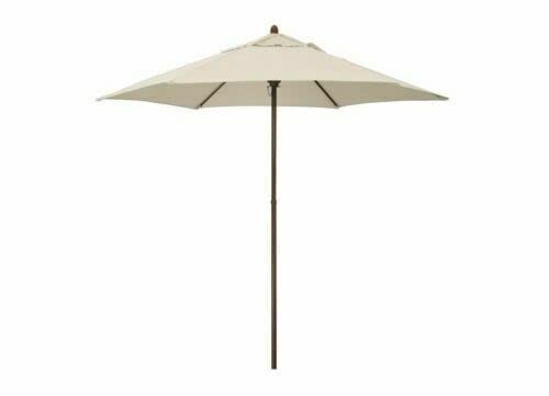 California Umbrella Astella MOW906202-P22 Mow Series 9 ft. Economy Market Umbrella – Antique Beige/Wood Grain
