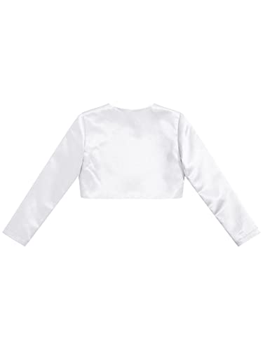 CHICTRY Girls Princess Applique Satin Dress Coat Open Front Long Sleeves Bolero Cardigan Wedding Party Shrug Cover Up4