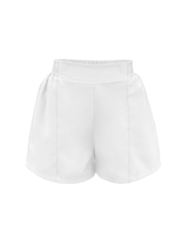 Yesfashion Girls Athletic Shorts with Zipper Pockets Elastic Waisted Running Shorts Soccer Gym Sports Active Short 4-13Y