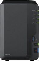 Synology DS223 - Estación de disco NAS de 2 bahías (Realtek RTD1619B Quad-Core de 2 GB de RAM, 1 puerto LAN RJ-45, 1 GbE) 24 TB con 2 discos duros de 12 TB