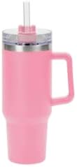 Pen Kit Mall - Taza aislada de 40 onzas con asa para agua, café, bebidas frías y calientes | Diseño de acero inoxidable de doble pared, pajita
