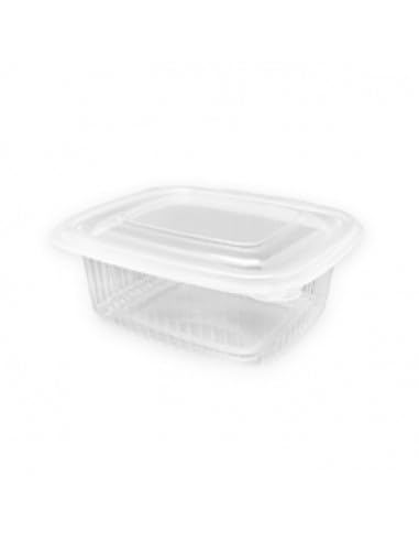300 uds - Envase Recipiente Rectangular para Comida + Tapa separada - Capacidad 500 ml - Polipropileno (PP) traslúcido - Contenedores Desechables con Tapa, Apto para microondas