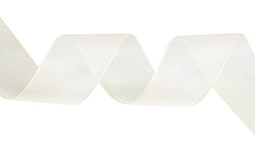 TEKDEERE 25mm Sheer Organza Ribbon,Cream Shimmer Chiffon Ribbon for DIY Crafts Wedding Party Decorations Gift Wrapping Bridal Bouquets (45M) - Image 3