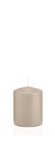 INNA-Glas Candela votiva/Candela a Colonna Maeva, Beige, 8cm, Ø6cm, 29h - Made in Germany - Candela di Cera/Candela Decorativa