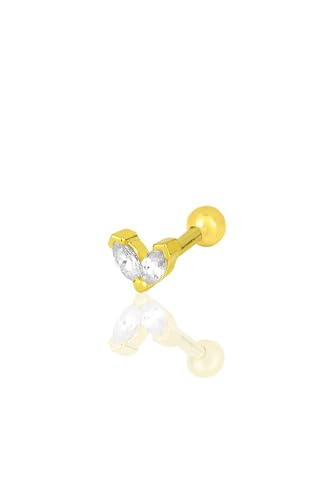 Gümüş altın yaldızlı zirkon iki taşlı Tragus helix Piercing küpe