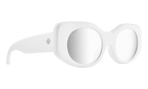Spy+   Hangout, Matte White, Bronze with Platinum Mirror, Small Medium, Sunglasses, Unisex, Adult