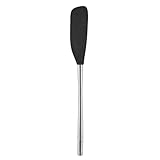 Tovolo Jar Spatula Silicone Long Stainless Steel Handle Scraper Spatula Black, Jar Scraper Heat Resistant Dishwasher Safe BPA Free Kitchen Utensil for Scraping Spreading Jelly Peanut Butter