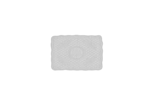 Autrefois Lot de 6 Sets de Table Boutis Bastidon Rectangulaire Gris 35 * 50 cm, Brodé en Coton, French Style, Shabby Charme