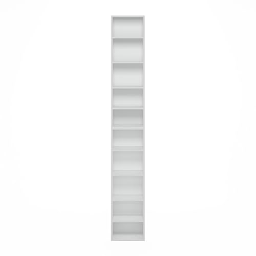 Image of Furinno PASIR Book Shelf, 10-Tier Bookshelf, Bookcase with Open Shelf, 9.2 x 11.8 x 78.7, for Living Room, Bedroom, Home Office, White