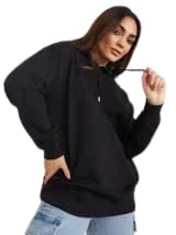 Image of Solid Hoodie for Womens| Pull on,Casual Wear Regular Fit Lon Sleeve Hoodie (Black)