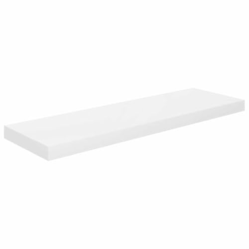 vidaXL Etagère Murale Flottante Etagère Suspendue Support Mural Bibliothèque Salon Salle de Séjour Maison Intérieur Blanc Brillant 80x23,5x3,8 cm MDF