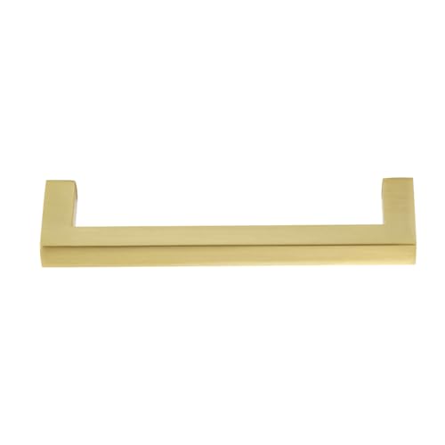 Amazon Basics Modern Square Cabinet Pull Handle, 5.39-inch Length (5-inch Hole Center), Golden Champagne, 10-pack