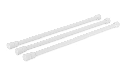 Camco 28" RV Refrigerator Bar, Holds Food and Drinks in Place During Travel, Prevents Messy Spills, Spring Loaded and Extends Between 16" and 28" - White (3 Pack) (44053)