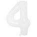 32 inch White Number Foil Helium Balloons 0 1 2 3 4 5 6 7 8 9 Birthday Party Baby Shower Decoration Adult Wedding Helium Globos (32 inch White 4)