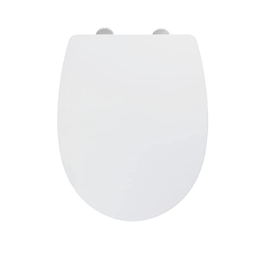 WENKO Abattant WC avec Frein de Chute Tavola, abattant WC clipsable avec Fixation INOX Technologie Fix-Clip, Design Ovale, thermoplastique, 36,5x45 cm, Blanc