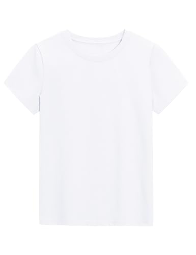 KEREDA Girls Shirts Short Sleeve Soft Cotton T-Shirts Plain Tees Tops Clothes for Kids2