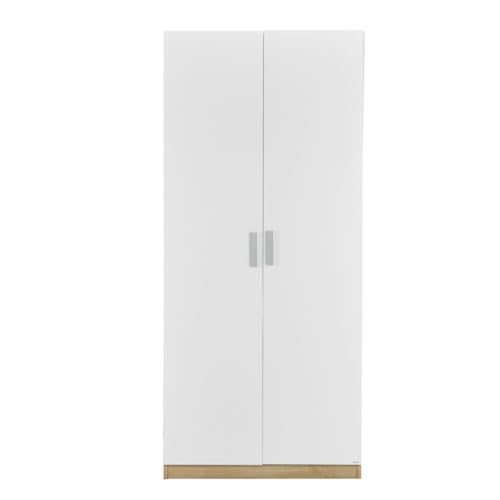 Image of Engineered Wood 2 Door Wardrobe with Locker and Drawer for Bedroom with Multiple Shelves