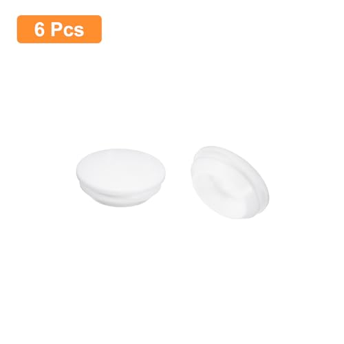 Image of uxcell 6 Pcs Silicone Plugs, Rubber Round Snap in Locking Hole Plugs for 20-22mm Hole, Hole Stoppers Waterproof Hole Plug for Metal Tube, Furniture End Caps Inserts, White
