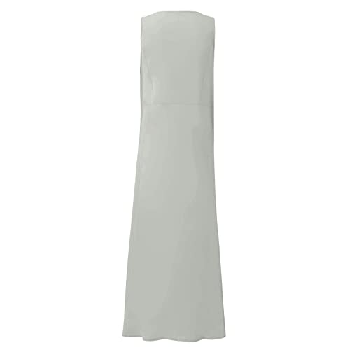 Plus Size Cotton Linen Summer Dresses for Curvy Women 2025 Sleeveless Maxi Vacation Beach Sundresses with Pockets
