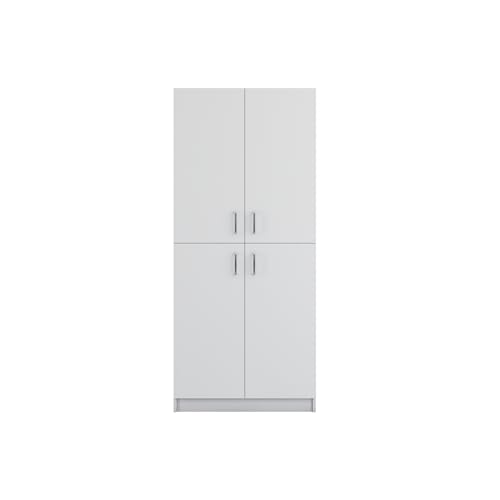 Image of VIKI Wardrobe | Wooden Almirah for Open Shelves with 4 Small Door Wardrobe (Frosty White - 40D x 80W x 180.8H) | 1 Year Warranty | Free Assembly