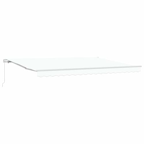 Auvent manuel rétractable blanc 450x350cm avec bras articulés pour extérieur