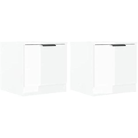 vidaXL 2X Nachttisch Nachtschrank Nachtkonsole Nachtkommode Schlafzimmer Schrank Kommode Beistelltisch Hochglanz-Weiß 40x39x40cm Holzwerkstoff Cover