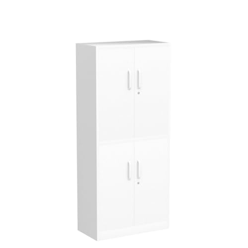 Metal Storage Locking Cabinet with 4 Doors and 2 Adjustable Shelves,72" Lockable Garage Tall Steel Cabinet,for Home Office,Living Room,Pantry,Gym,Commercial Storage (White)