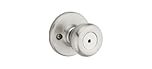 Kwikset Tylo Interior Door Knob with Lock, Door Handle for Bathroom and Bedroom, Satin Nickel Door Handle Keyless with Microban Protection